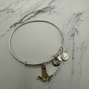Alex and Ani Silver Crane Charm Bracelet